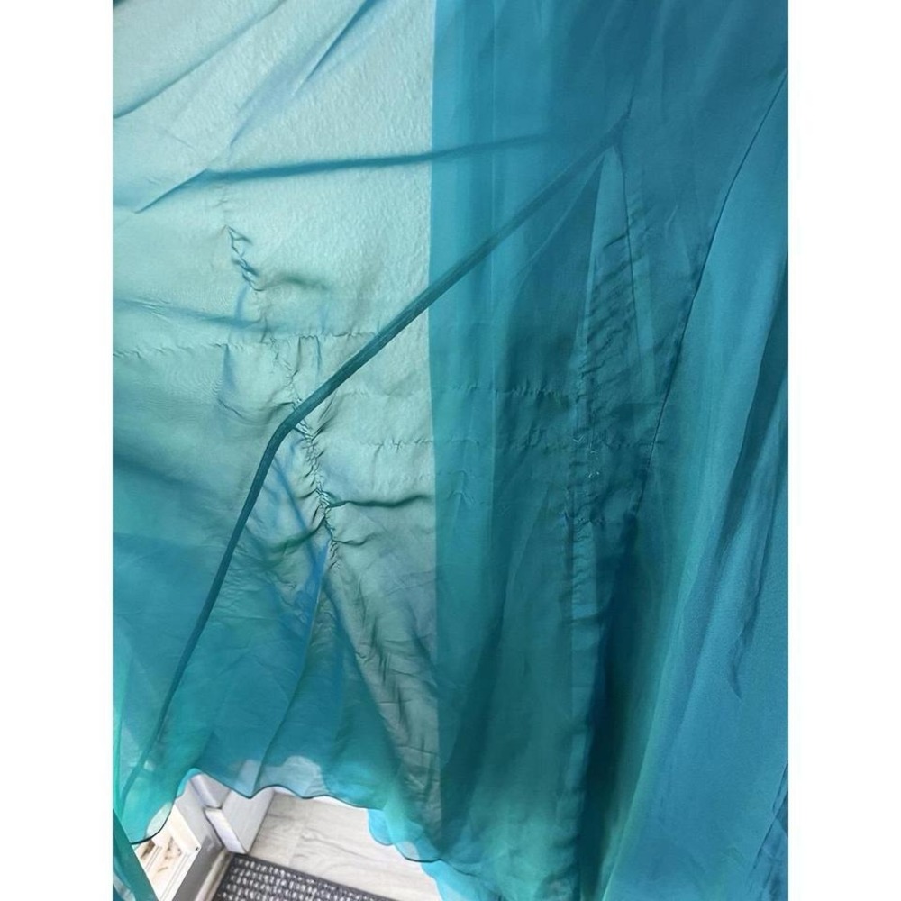 Prom Dress Strapless Teal Sweetheart Formal Medium Chiffon FLAW - Picture 4 of 8